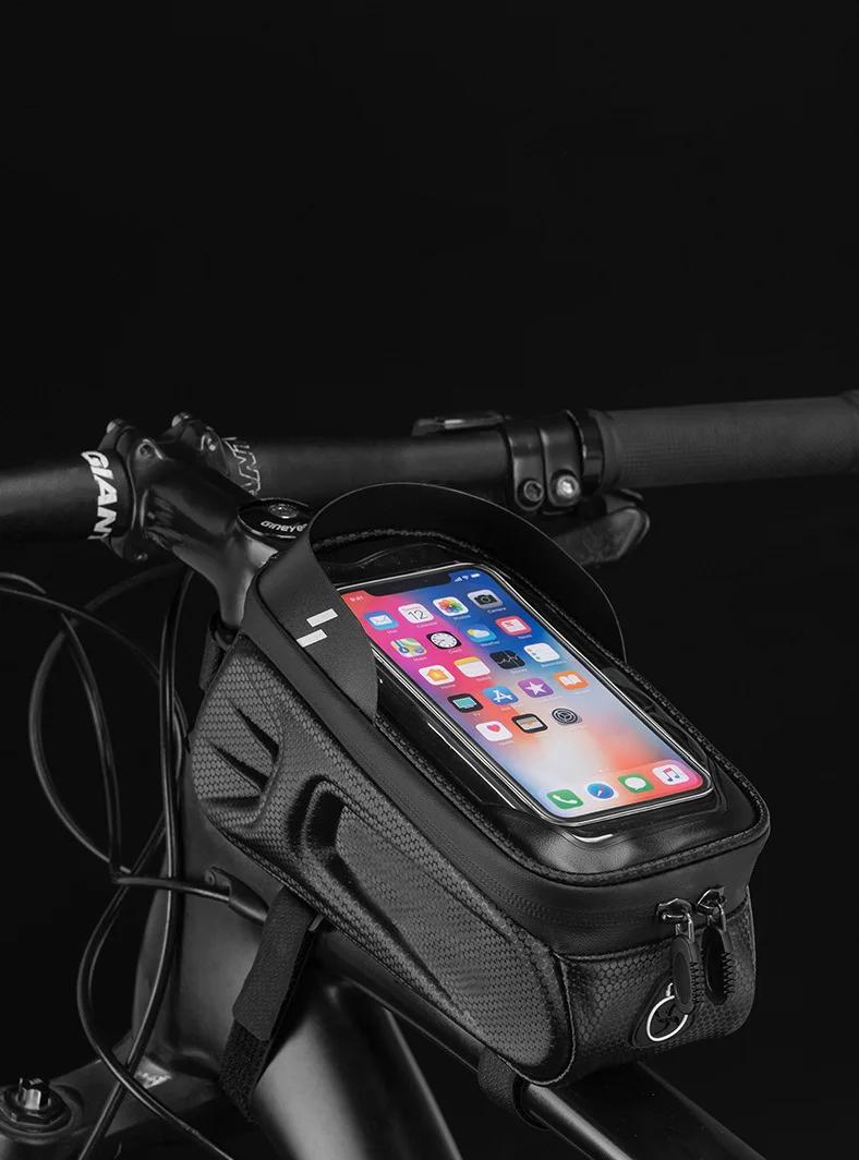 방수 자전거 휴대폰 마운트 가방, 민감한 터치 스크린 선 바이저, 대용량 탑 튜브 자전거 가방, 대부분의 휴대폰에 적합